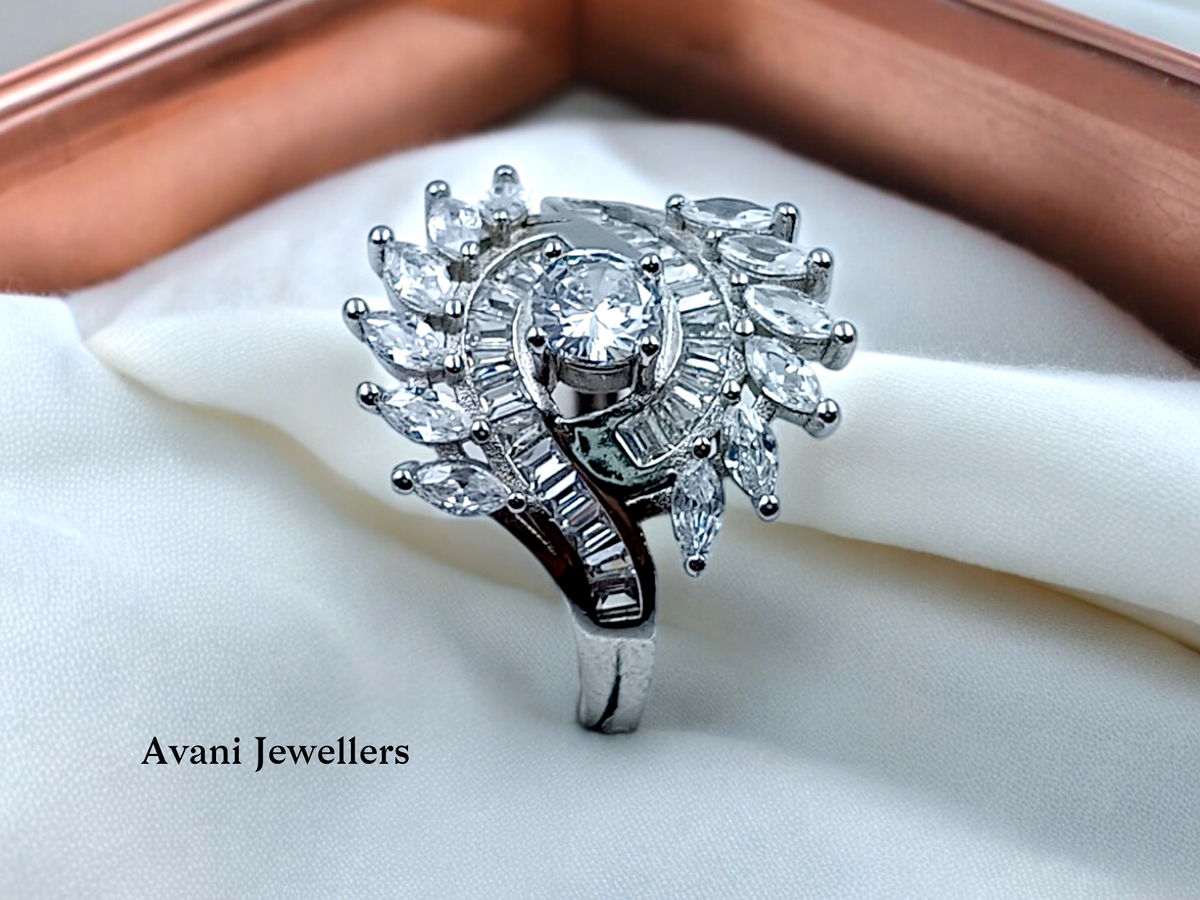 Silver Ladies Cocktail Ring