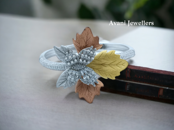 avani jewellers silver floral bangle for women