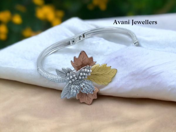 avani jewellers silver floral bangle for women