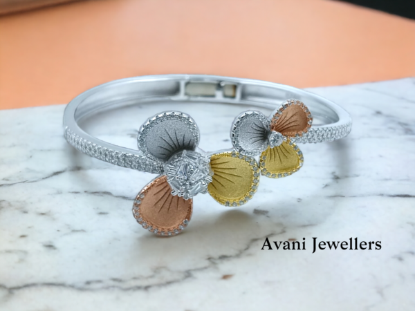 avani jewellers silver floral bangle for women