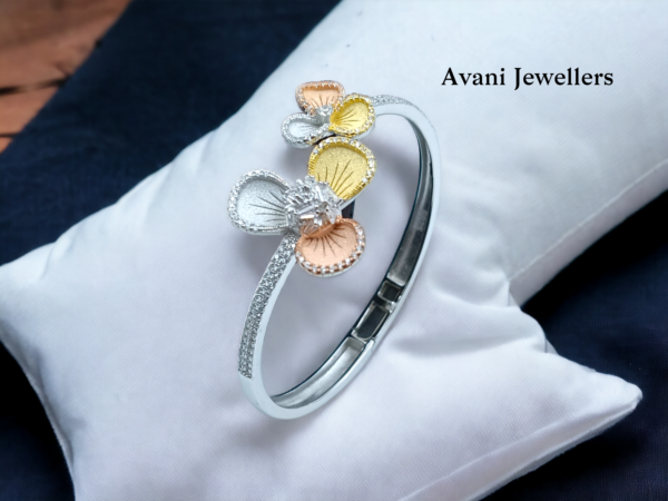 avani jewellers silver floral bangle for women